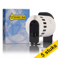 Aanbieding: 123inkt huismerk vervangt 5x Brother DK-22251 continue papiertape rood/zwart op wit