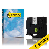 Aanbieding: 123inkt huismerk vervangt 5x Brother HSe-221 krimpkous tape zwart op wit 9 mm