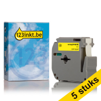 Aanbieding: 123inkt huismerk vervangt 5x Brother M-K621BZ niet-gelamineerde tape zwart op geel 9 mm