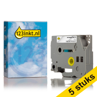 Aanbieding: 123inkt huismerk vervangt 5x Brother TZe-131 tape zwart op transparant 12 mm