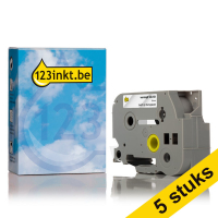 Aanbieding: 123inkt huismerk vervangt 5x Brother TZe-151 tape zwart op transparant 24 mm TZe151C 650635