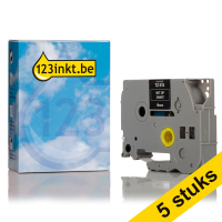Aanbieding: 123inkt huismerk vervangt 5x Brother TZe-315 tape wit op zwart 6 mm