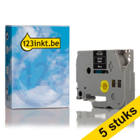 Aanbieding: 123inkt huismerk vervangt 5x Brother TZe-325 tape wit op zwart 9 mm