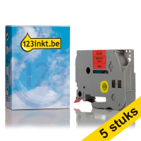 Aanbieding: 123inkt huismerk vervangt 5x Brother TZe-421 tape zwart op rood 9 mm