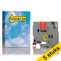 Aanbieding: 123inkt huismerk vervangt 5x Brother TZe-435 tape wit op rood 12 mm