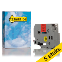 Aanbieding: 123inkt huismerk vervangt 5x Brother TZe-441 tape zwart op rood 18 mm