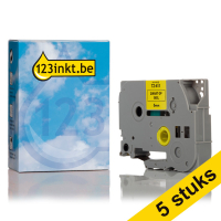 Aanbieding: 123inkt huismerk vervangt 5x Brother TZe-611 tape zwart op geel 6 mm