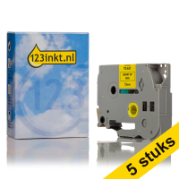 Aanbieding: 123inkt huismerk vervangt 5x Brother TZe-631 tape zwart op geel 12 mm