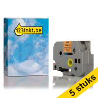 Aanbieding: 123inkt huismerk vervangt 5x Brother TZe-B51 tape zwart op fluorescerend oranje 24 mm