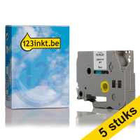 Aanbieding: 123inkt huismerk vervangt 5x Brother TZe-FX221 Flexi ID tape zwart op wit 9 mm