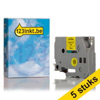 Aanbieding: 123inkt huismerk vervangt 5x Brother TZe-FX631 Flexi ID tape zwart op geel 12 mm