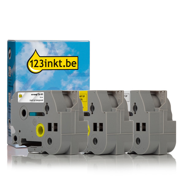 Aanbieding: 123inkt huismerk vervangt Brother TZe 36 mm tape multipack (zwart op wit, zwart op geel en zwart op transparant)  350627 - 1