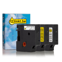 Aanbieding: 123inkt huismerk vervangt Dymo D1 12 mm tape multipack (zwart op wit, zwart op transparant en zwart op geel)