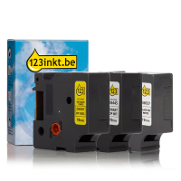 Aanbieding: 123inkt huismerk vervangt Dymo IND Rhino 19 mm tape vinyl multipack (zwart op wit, krimpkous zwart op wit en zwart op geel)