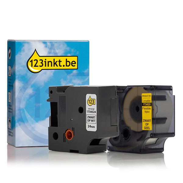Aanbieding: 123inkt huismerk vervangt Dymo IND Rhino 24 mm tape flexibel nylon multipack (zwart op wit en zwart op geel)  089238 - 1