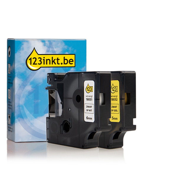 Aanbieding: 123inkt huismerk vervangt Dymo IND Rhino 6 mm tape krimpkous multipack  089241 - 1