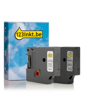 Aanbieding: 123inkt huismerk vervangt Dymo IND Rhino 6 mm tape permanent polyester multipack (zwart op wit en zwart op metallic)
