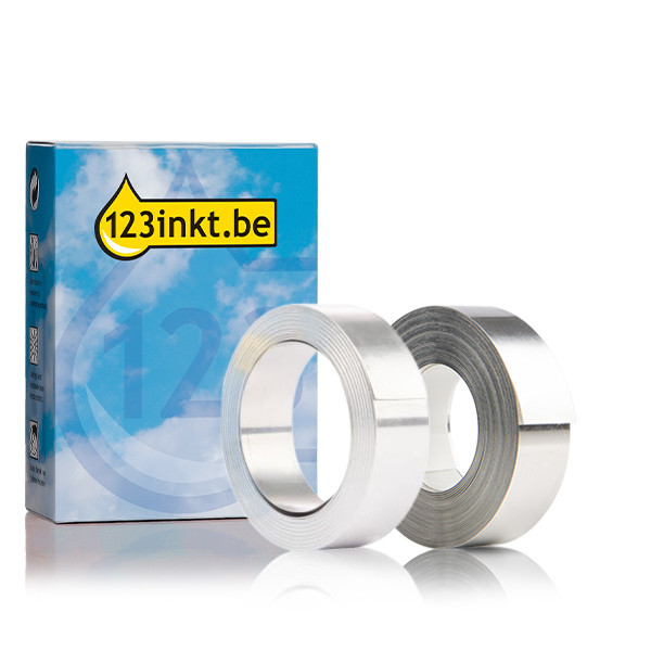 Aanbieding: 123inkt huismerk vervangt Dymo Rhino 12 mm tape aluminium multipack (klevende tape zilver en niet-klevende tape zilver)  089246 - 1
