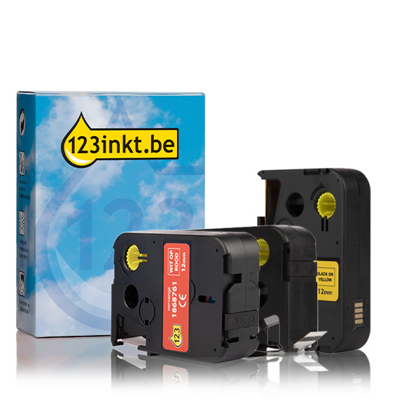 Aanbieding: 123inkt huismerk vervangt Dymo XTL 12 mm tape multipack (zwart op wit, zwart op geel en wit op rood)  089248 - 1