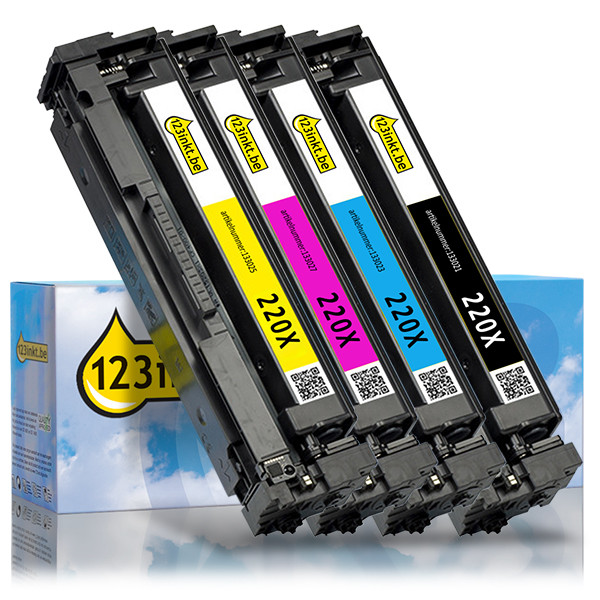 Aanbieding: 123inkt huismerkset voor HP 220X: HP W2200X, W2201X, W2202X, W2203X zwart + 3 kleuren 093714 - 1