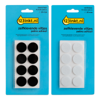 Aanbieding: 123inkt zelfklevende viltjes rond zwart/wit 20 mm (32 stuks)  301029