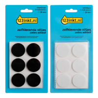 Aanbieding: 123inkt zelfklevende viltjes rond zwart/wit 28 mm (24 stuks)  301030