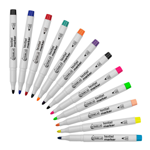 Aanbieding: 12 x 123inkt textielmarker (10 kleuren) 301122 - 1