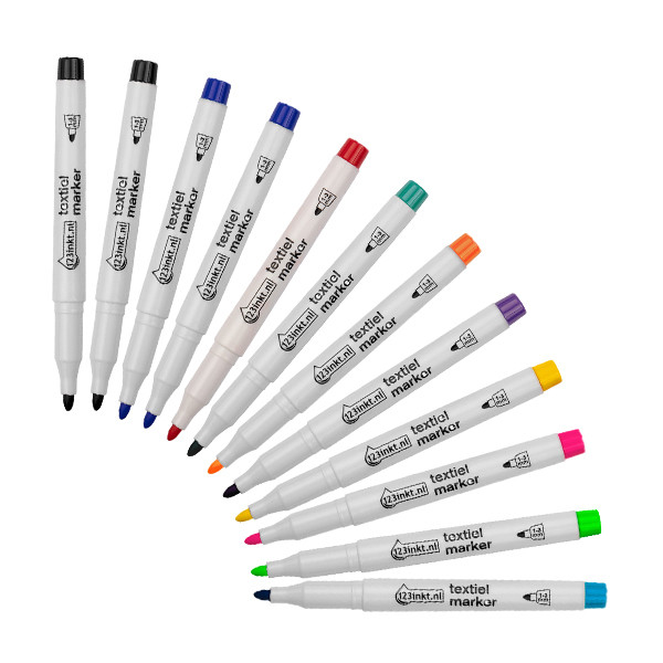 Aanbieding: 12 x 123inkt textielmarker (10 kleuren) 301122 - 1