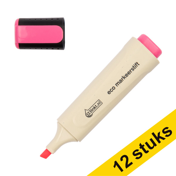 Aanbieding: 12x 123inkt eco fluostift roze 390582 - 1