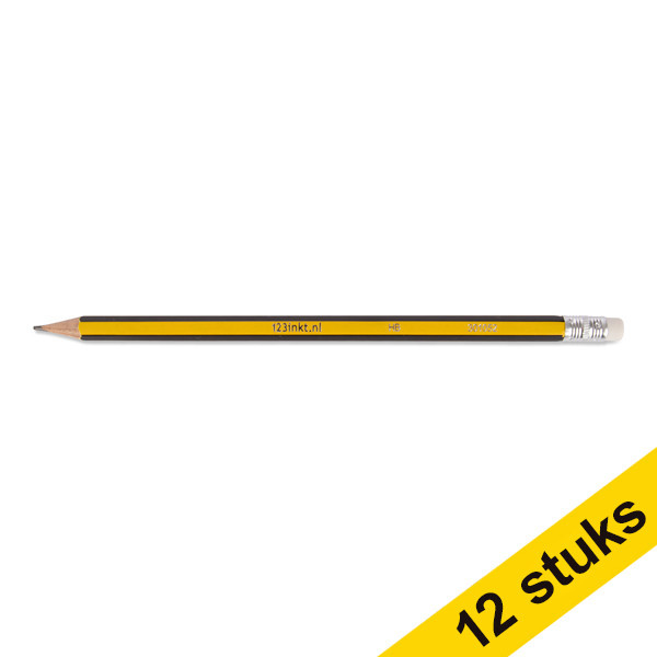 Aanbieding: 12x 123inkt potlood met gom (HB)  301060 - 1