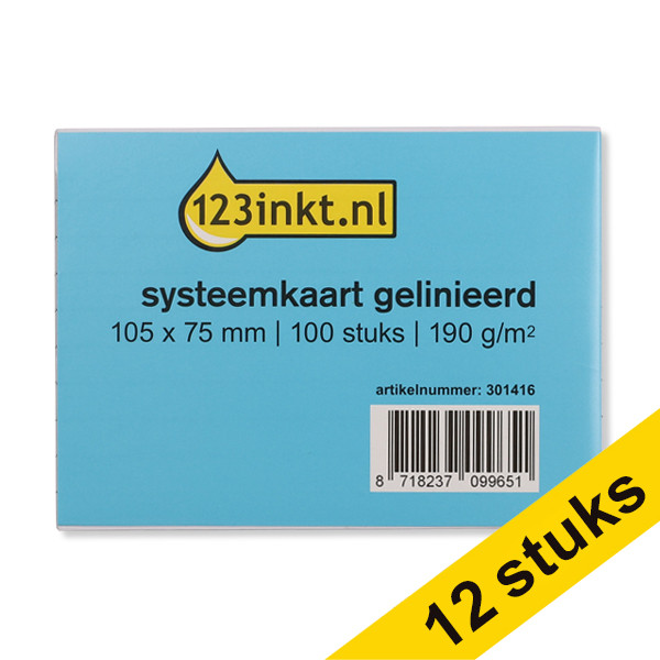 Aanbieding: 12x 123inkt steekkaart gelijnd 105 x 75 mm (100 stuks) 301417 - 1