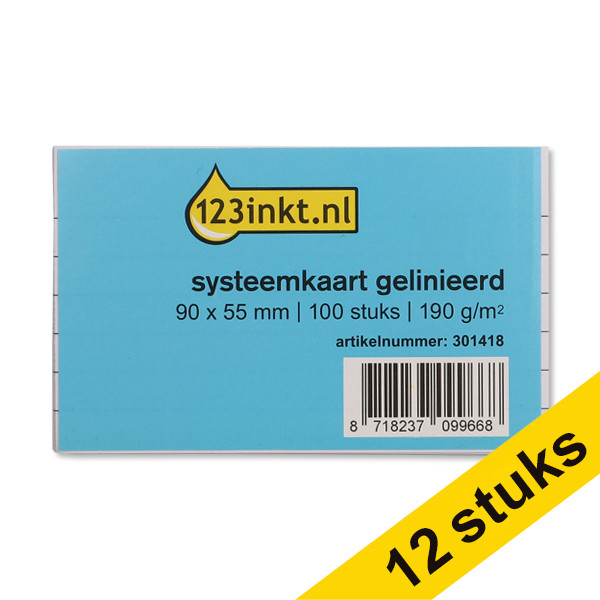 Aanbieding: 12x 123inkt steekkaart gelijnd 90 x 55 mm (100 stuks)  301419 - 1