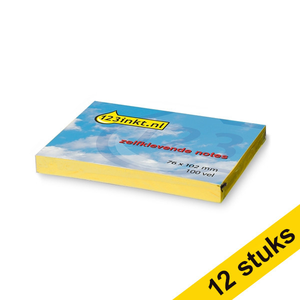 Aanbieding: 12x 123inkt zelfklevende notes geel 76 x 102 mm 657CYC 300051 - 1