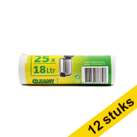 Aanbieding: 12x 123schoon vuilniszakken wit 18 liter (25 stuks)
