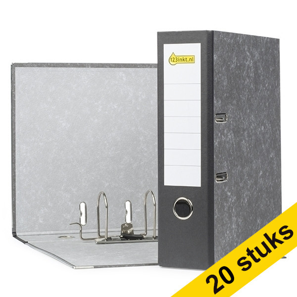 Aanbieding: 20x 123inkt classeur A4 karton zwart gewolkt 80 mm  301336 - 1