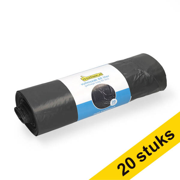 Aanbieding: 20x 123schoon LDPE vuilniszak met trekband grijs 60 liter (20 stuks) SDR06060 - 1
