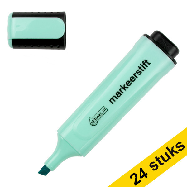 Aanbieding: 24x 123inkt fluostift pastelblauw 301362 - 1