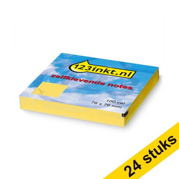 Aanbieding: 24x 123inkt zelfklevende notes geel 76 x 76 mm 654Y20C 300241 - 1