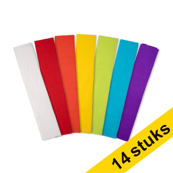 Aanbieding: 2x 123inkt crêpepapier 250 x 50 cm regenboogset (7 stuks) FSC® Mix Credit 302742 - 1