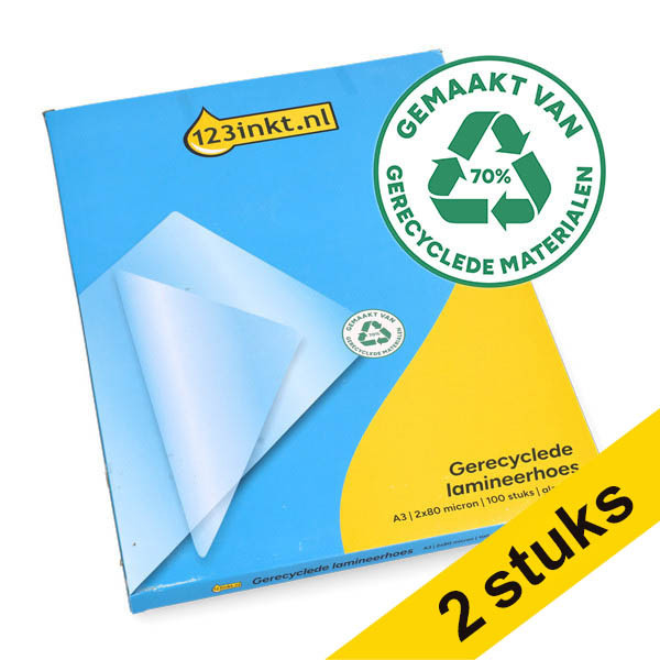 Aanbieding: 2x 123inkt gerecycleerde document lamineerhoes A3 glanzend 2x80 micron (100 stuks) 303175 - 1