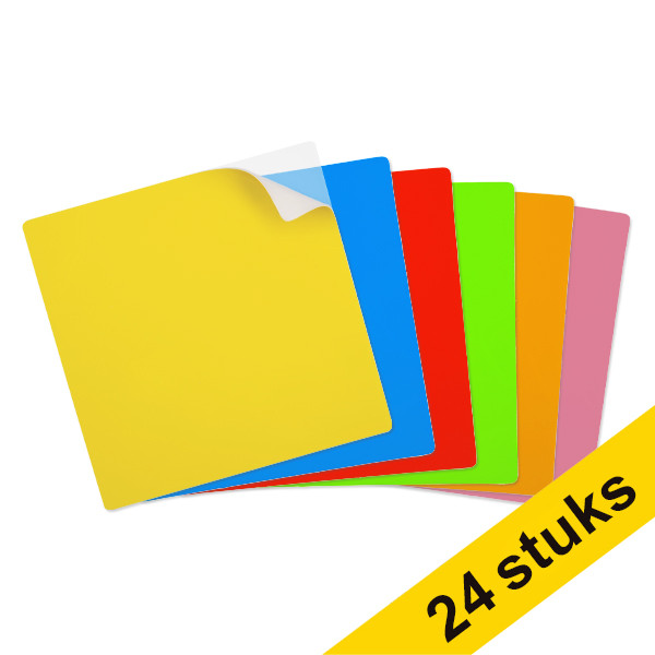 Aanbieding: 2x 123inkt herbruikbare sticky notes 10 x 10 cm assortiment 6 kleuren (12 stuks) 302119 - 1