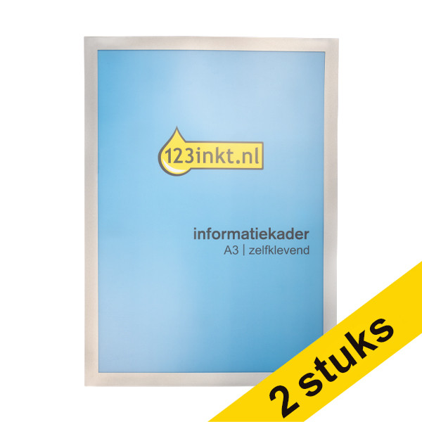 Aanbieding: 2x 123inkt informatiekader A3 zelfklevend zilver 487323C 301738 - 1