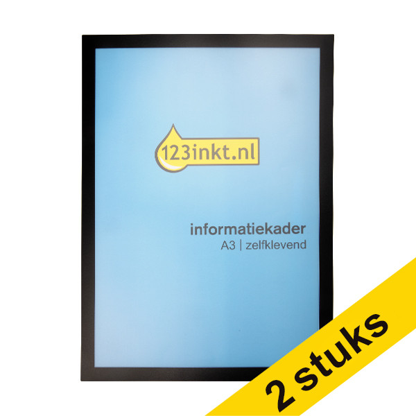 Aanbieding: 2x 123inkt informatiekader A3 zelfklevend zwart 487301C 301739 - 1