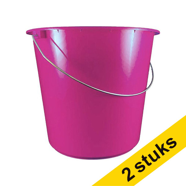 Aanbieding: 2x 123schoon huishoudemmer roze 5 liter SDR06174 - 1