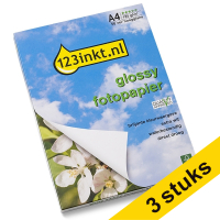 Aanbieding: 3x 123inkt Glossy hoogglans fotopapier 135 grams A4 (50 vellen) FSC® Mix 70%  302013