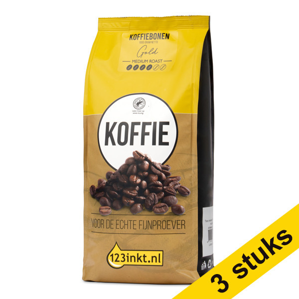 Aanbieding: 3x 123inkt Gold medium roast koffiebonen 1 kg  301041 - 1