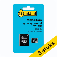 Aanbieding: 3x 123inkt Micro SDHC geheugenkaart class 10 inclusief SD adapter - 16GB 302956 Aanbieding: 3x 123inkt Micro SDHC geheugenkaart class 10 inclusief SD adapter - 16GB 302956