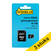 Aanbieding: 3x 123inkt Micro SDHC geheugenkaart class 10 inclusief SD adapter - 32GB 302957 Aanbieding: 3x 123inkt Micro SDHC geheugenkaart class 10 inclusief SD adapter - 32GB 302957
