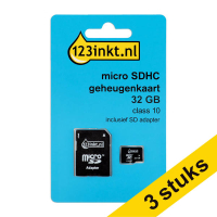 Aanbieding: 3x 123inkt Micro SDXC geheugenkaart class 10 inclusief adapter - 64GB 302954 Aanbieding: 3x 123inkt Micro SDXC geheugenkaart class 10 inclusief adapter - 64GB 302954