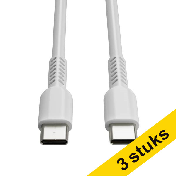 Aanbieding: 3x 123inkt USB-C naar USB-C 2.0 oplaadkabel wit (1 meter)  302627 - 1